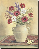 Flower On Red Mat 2 Stretched Canvas Print by Betty Whiteaker