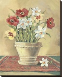 Flower On Red Mat 1 Stretched Canvas Print by Betty Whiteaker