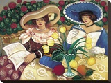 Hats And Flowers Stretched Canvas Print by Linda Carter Holman