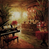 Illuminated Lounge Stretched Canvas Print by Foxwell 