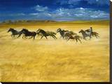 Heading For The Corral Reproduction transférée sur toile par Reginald Jones