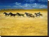 Heading For The Corral Reproduction transférée sur toile par Reginald Jones