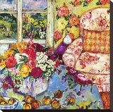 Interior with Toile Chair Stretched Canvas Print by Cynthia Gatien