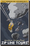 Zip Line Through the Asteroid Belt Stretched Canvas Print by Steve Thomas