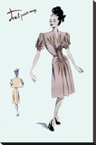 Party Dress with Pleats, 1947 Stretched Canvas Print