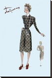 Casual Plaid Dress, 1947 Stretched Canvas Print