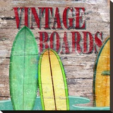Vintage Surf Boards Stretched Canvas Print by Karen J. Williams