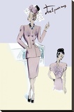 Dressy Evening Suit with Hat and Veil, 1947 Stretched Canvas Print