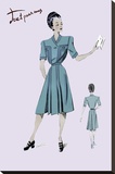 Casual Dress in Turquoise, 1947 Stretched Canvas Print