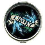2 Sweet Black Round Compact Compact Mirror