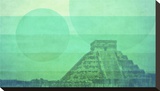 Aztec Moon Stretched Canvas Print by John Keddie