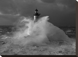 Le phare d'Ar-Men, lors d'un coup de vent Lærredstryk på blindramme af Jean Guichard Le phare d'Ar-Men, lors d'un coup de vent Lærredstryk på blindramme af Jean Guichard