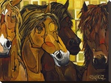 A Social Gathering Stretched Canvas Print by Amy Ringholz