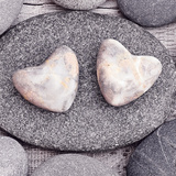 White Stone Hearts Prints by Andrea Haase