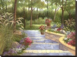 Garden Terrace Stretched Canvas Print by Lene Alston Casey