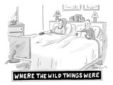 A man and woman lie in bed. The man reads, and the woman holds a TV remote… - New Yorker Cartoon Premium Giclee Print by Danny Shanahan