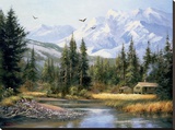 Chalet dans les contreforts Reproduction transférée sur toile par Bernard Willington
