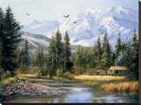 Chalet dans les contreforts Reproduction transférée sur toile par Bernard Willington