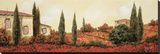 Tre Casa Tra l Papaveri Stretched Canvas Print by Guido Borelli