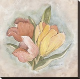 Victorian Panel-Tulips Stretched Canvas Print by Peggy Abrams