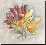 Victorian Panel-Lilies Stretched Canvas Print by Peggy Abrams