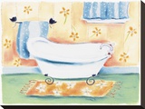 Tub On Flowered Mat Stretched Canvas Print by Dona Turner