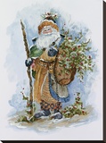 Woodland Holly Gatherer Stretched Canvas Print by Peggy Abrams