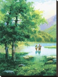 Fishing On Eagle Lake Stretched Canvas Print by Salvador Caballero
