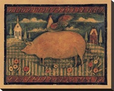 Farmhouse Pig Stretched Canvas Print by Susan Winget