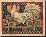 Rooster With Sunflowers Stretched Canvas Print by Susan Winget
