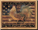 Old Glory Rooster Stretched Canvas Print by Susan Winget