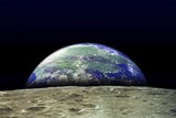 Earth Rising Over Moon Surface Posters