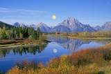 Full Moon Rising Over the Oxbow Bend Poster by Buddy Mays