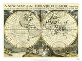New Map Terra. Globe, Ox., 1700-01 Prints by Edward Wells