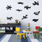 Fly Away Airplanes (x10) Wall Decal