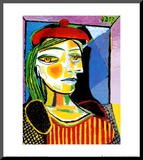 Girl with Red Beret Mounted Print by Pablo Picasso
