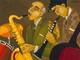 Sax & Clarinet! Reproduction procédé giclée par Marsha Hammel