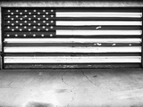 Patriotic American Flag Garage Door, Albuquerque, New Mexico, Black and White Photographic Print by Kevin Lange