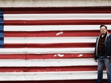 American Flag Garage and Patriotic Old Man, Albuquerque, New Mexico 2 Photographic Print by Kevin Lange