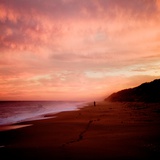 The Australian Coast at Sunset with a Figure in the Distance Photographic Print by Mark James Gaylard