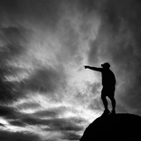 Leadership Silhouette Man and Sky in Black and White, Sandia Mountains, New Mexico Photographic Print by Kevin Lange