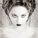 Portrait with Flowers and Water Reflections Photographic Print by Elizabeth May and Alaya Gadeh
