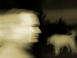 The Profile of a Mans Face with a Dog Photographic Print by Susan Bein