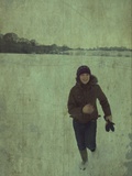 Young Girl Outdoors in the Snow Photographic Print by Tim Kahane