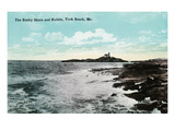 York Beach, Maine - Nubble Lighthouse, Rocky Shore Scene Posters by Lantern Press 
