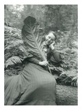 Mt. Hood, Oregon - Woman with Large Leaf Photograph Posters by Lantern Press 