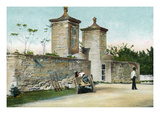St. Augustine, Florida - Carriage Near City Gates Poster by Lantern Press 