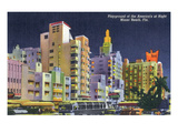 Miami Beach, Florida - City Scene at Night Posters by Lantern Press 