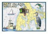 Kent Island, Maryland - Nautical Chart Affiche par Lantern Press 