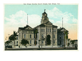San Diego, California - Exterior View of the County Court House Poster by Lantern Press 